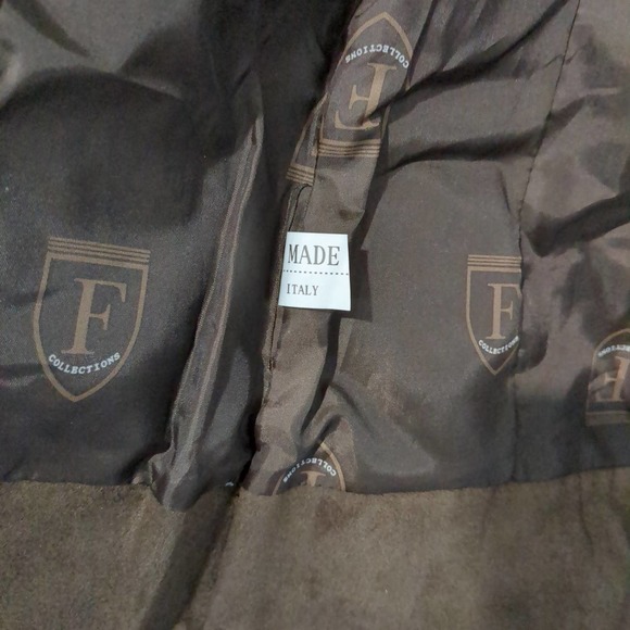 NWT F Collection Ferrari Vegan Leather Brown Hooded Bomber Jacket Wmns SzL T101 - Picture 8 of 9